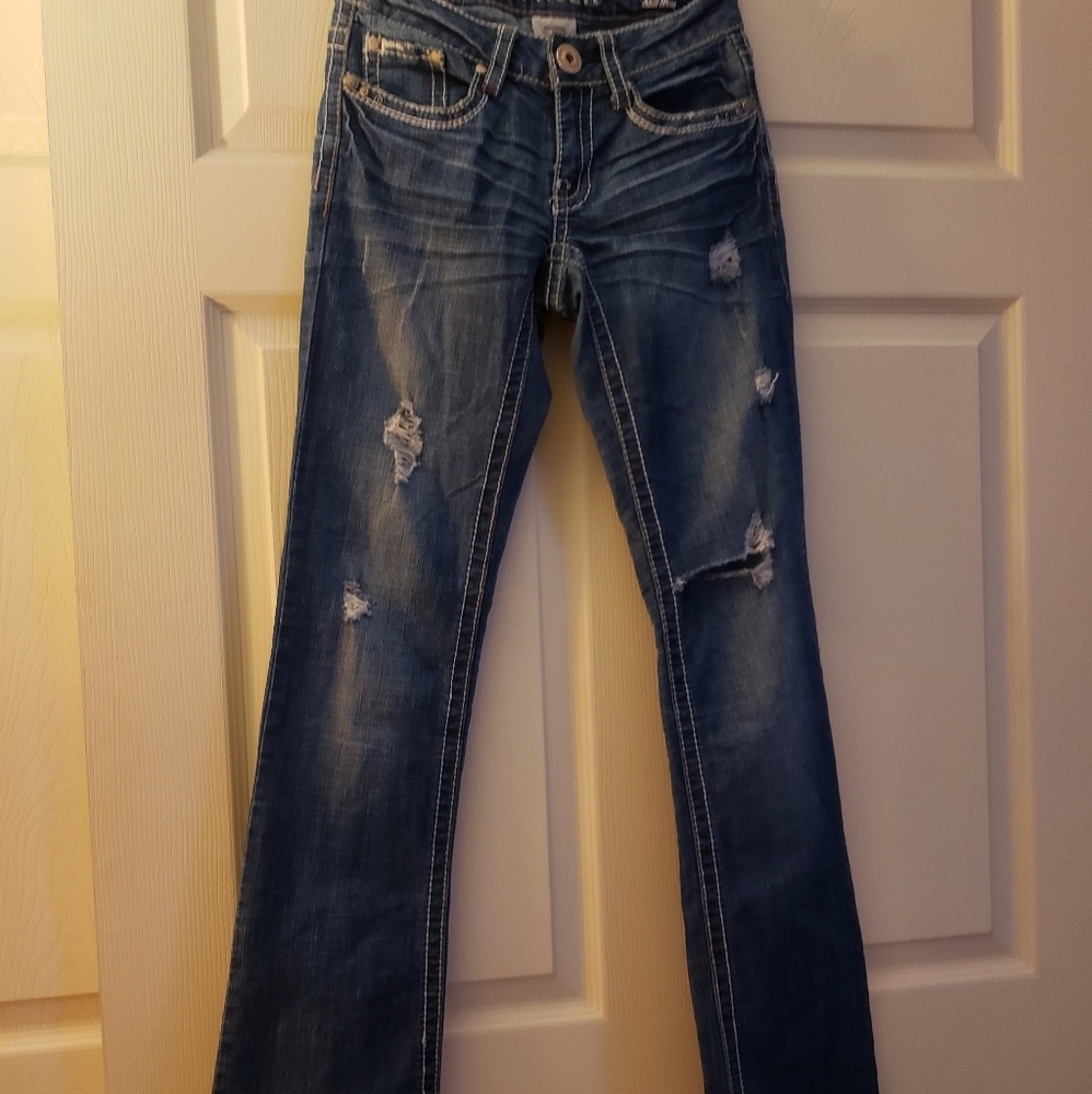 Hydraulic Distressed Lola Slim boot cut jeans
